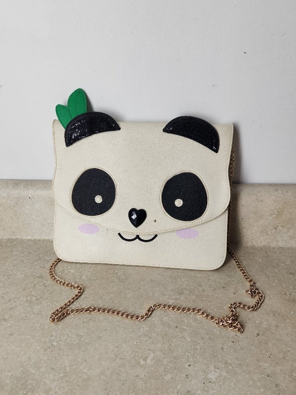 Betsey Johnson Panda face clutch chain crossbody shoulder bag so cute